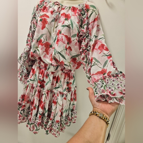 Misa Los Angeles Eliza Tiered Ruffle Chiffon Mini Dress Size S - Picture 8 of 16